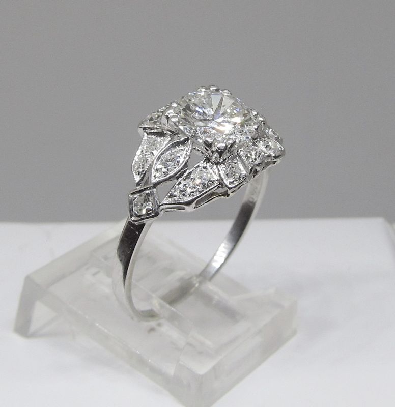 Diamond Engagement Ring Platinum Antique