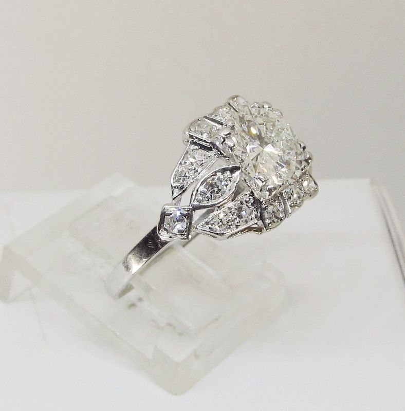 Diamond Engagement Ring Platinum Antique