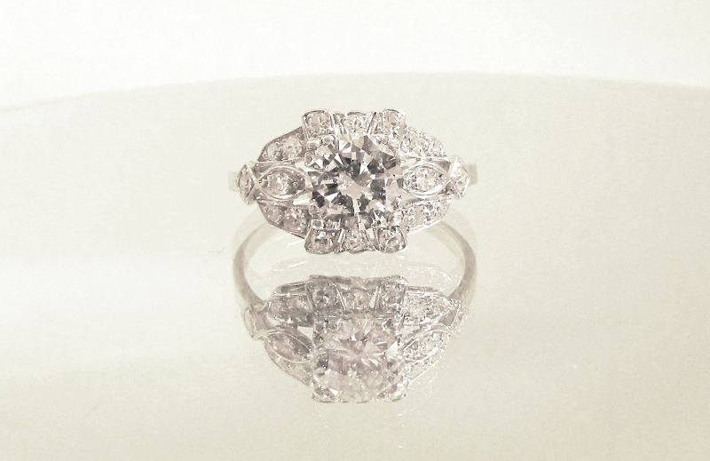 Diamond Engagement Ring Platinum Antique