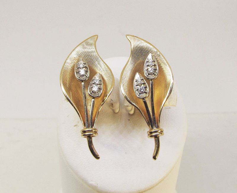 14Kt Gold and Diamond Lily of the Valley Earrings