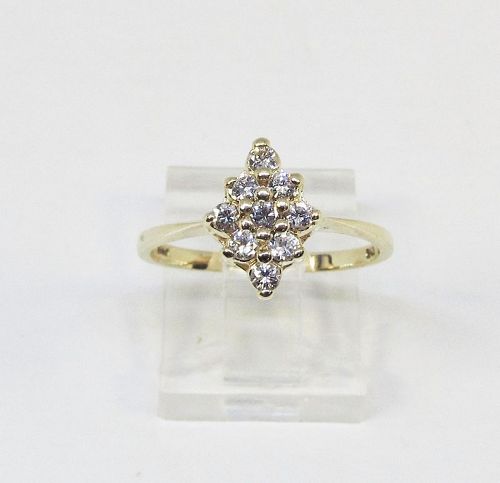 Diamond Cluster Ring 1960-s 14Kt Gold