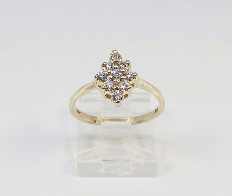 Diamond Cluster Ring 1960-s 14Kt Gold