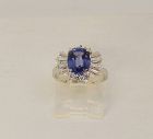 Tanzanite and Diamond Ring 14Kt Gold