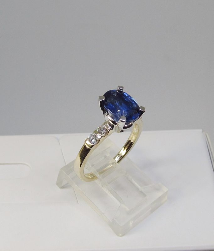 Kyanite and Diamond Ring 14Kt Two-Tone Gold