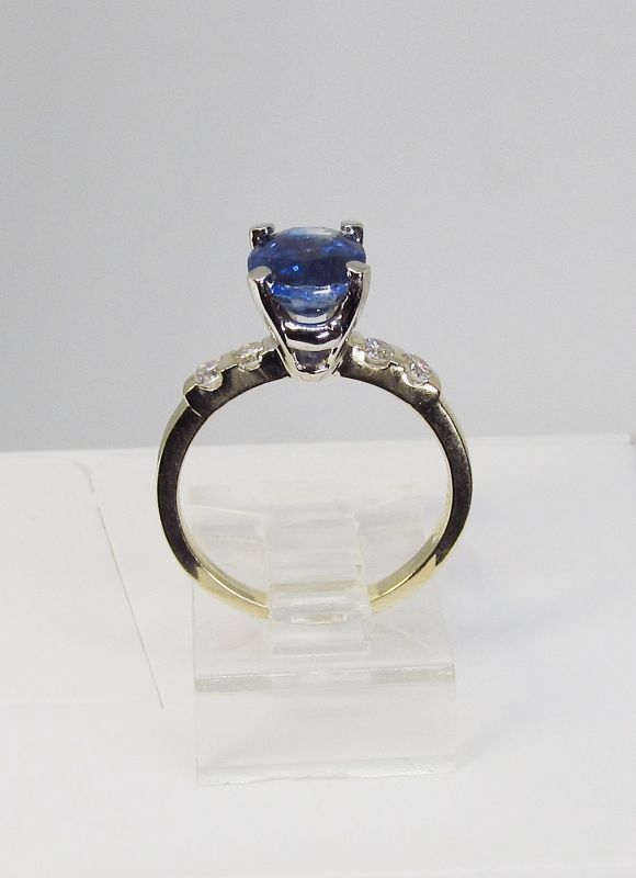 Kyanite and Diamond Ring 14Kt Two-Tone Gold