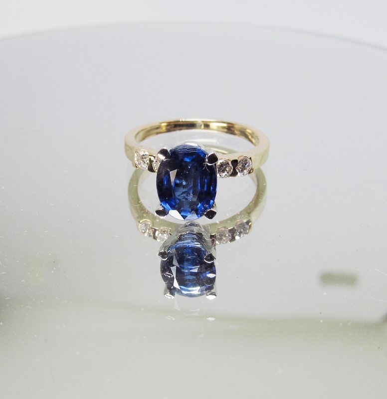 Kyanite and Diamond Ring 14Kt Two-Tone Gold