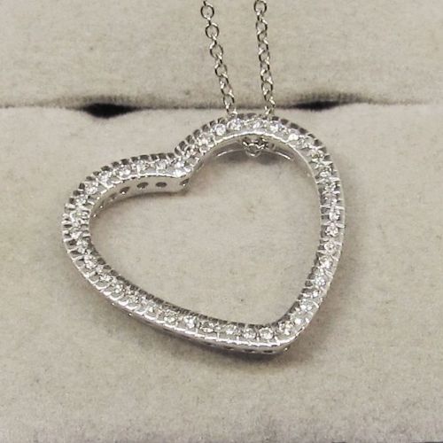 Diamond Heart Necklace 14Kt White Gold