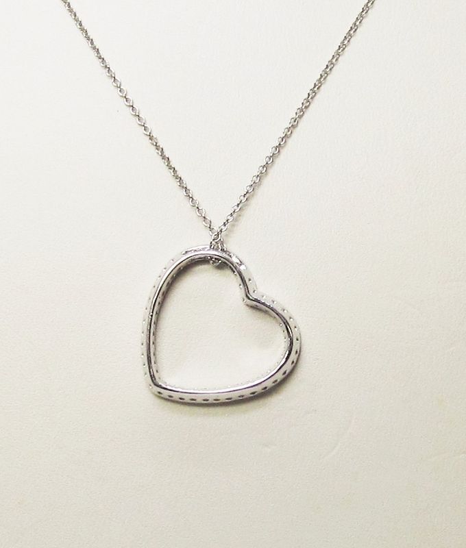 Diamond Heart Necklace 14Kt White Gold