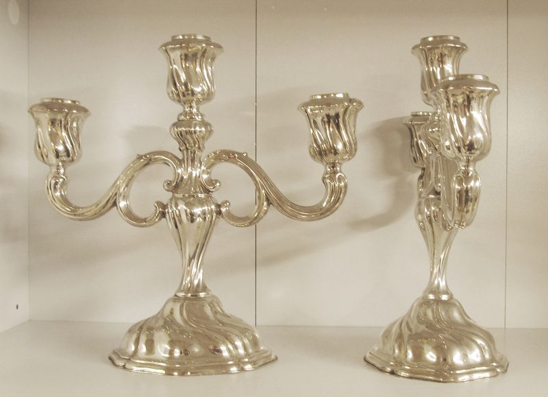 Sterling Silver Triple Candle Holders circa 1920 German