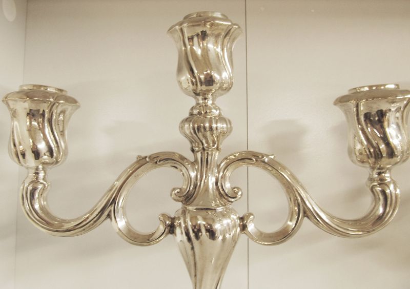 Sterling Silver Triple Candle Holders circa 1920 German