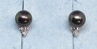 Black Pearl and Diamond Earrings 14Kt Yellow Gold