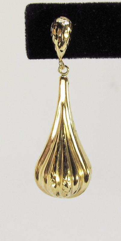 14Kt Yellow Gold Hanging Fluted Earrings