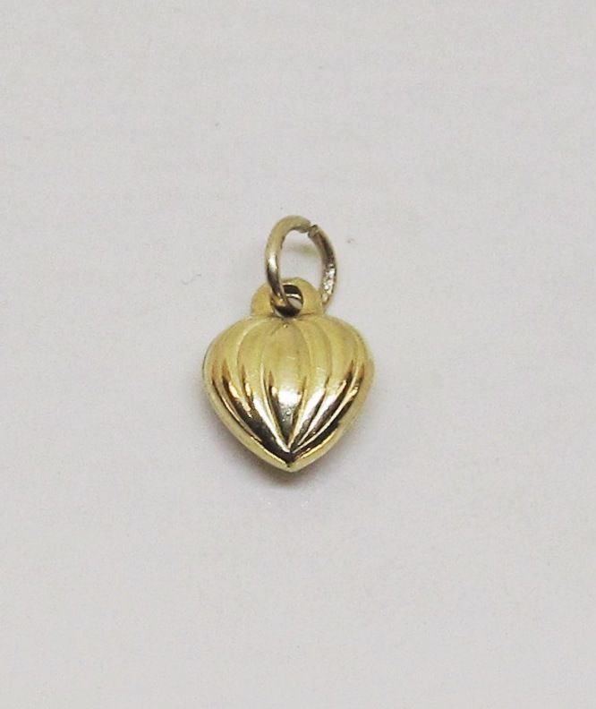 Puffed Heart Charm/Pendant 14Kt Yellow Gold