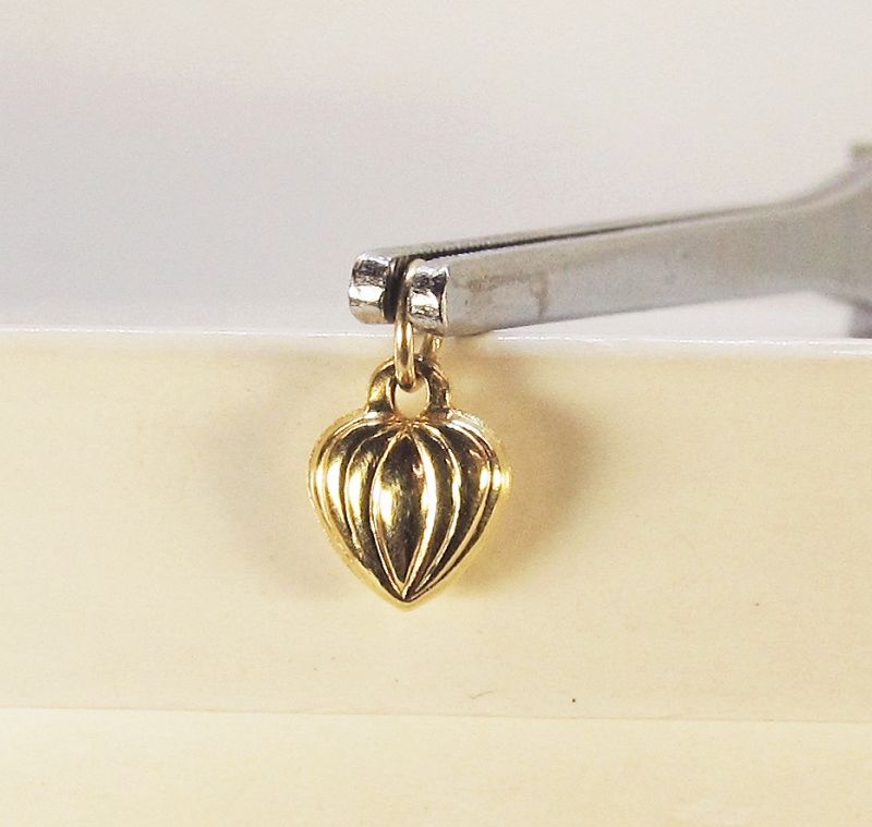 Puffed Heart Charm/Pendant 14Kt Yellow Gold