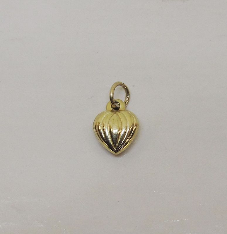 Puffed Heart Charm/Pendant 14Kt Yellow Gold