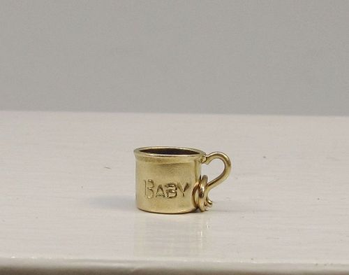 Gold Baby Cup Charm 14Kt Vintage