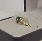 Flower Ring with Lab Created Emerald 14Kt Yellow Gold