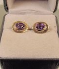Vintage Oval Amethyst and 14Kt Yellow Gold Earrings