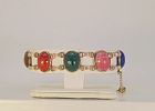 Scarab Bracelet Vintage Semi Precious Stones Gold Field