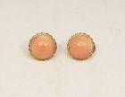 Elegant 14Kt Yellow Gold and Cabochon Coral Earrings