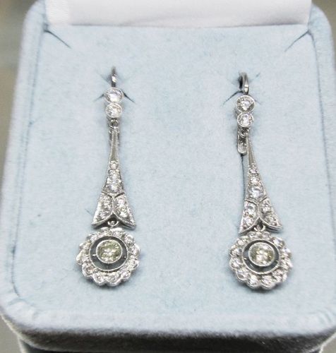 Diamond Hanging Earrings Platinum and 18Kt Gold