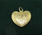 #1 Mom 14Kt Gold Puffed Heart Pendant