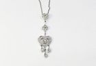 Art Deco Style 18Kt White Gold and Diamond Pendant with Chain