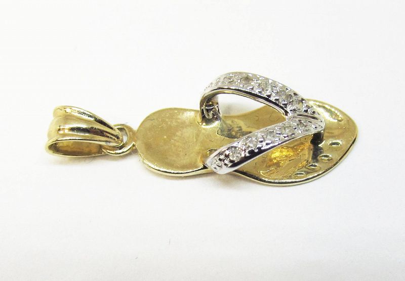 14Kt Yellow Gold and Diamond Flip-Flops Charm