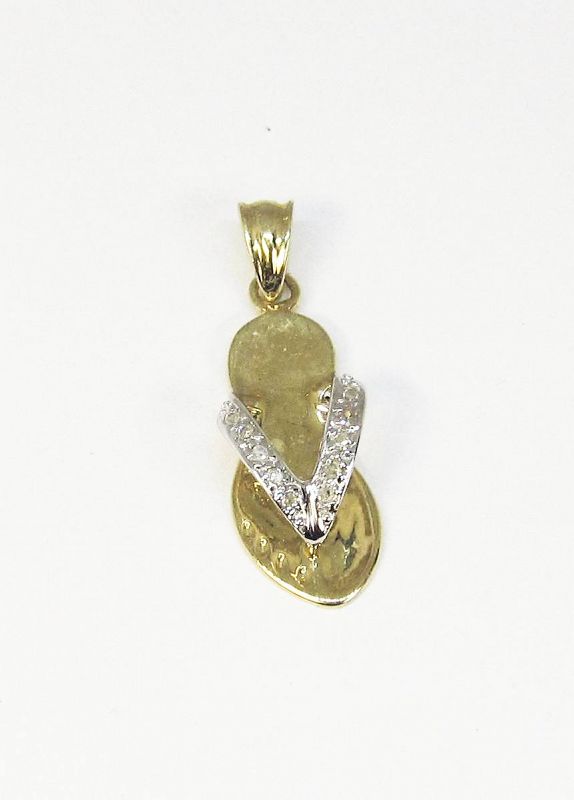 14Kt Yellow Gold and Diamond Flip-Flops Charm