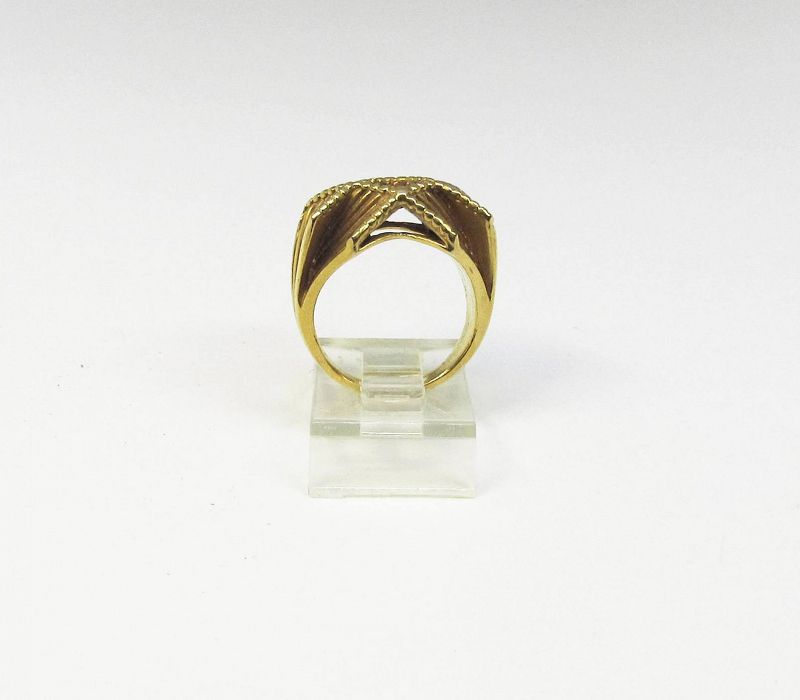 Mid Century Modern 14Kt Yellow Gold Geometric Dome Ring