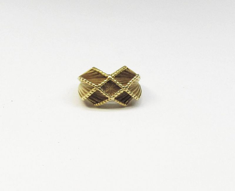 Mid Century Modern 14Kt Yellow Gold Geometric Dome Ring