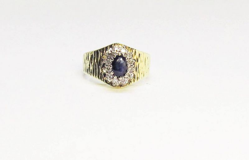 14 Kt two-tone Gold, Sapphire and Diamond Cluster Ring