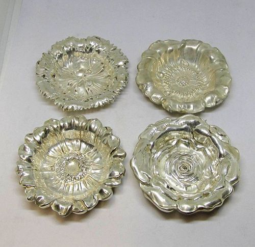 Sterling Silver Art Nouveau Gorham Decorative Dishes Set of 4