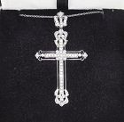 Elegant Diamond Cross Set in 14Kt White Gold with 14Kt Chain