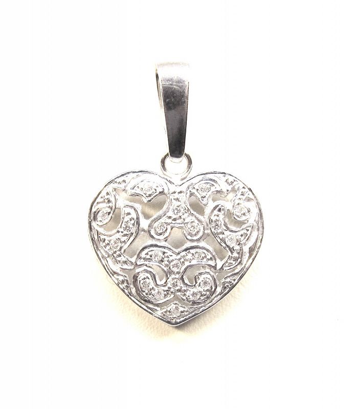 18Kt white Gold and Diamond Heart Pendant