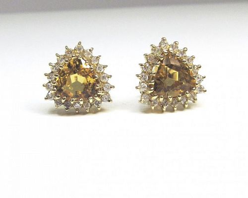 Citrine and Diamond 14Kt Gold Earrings