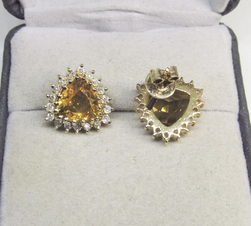 Citrine and Diamond 14Kt Gold Earrings