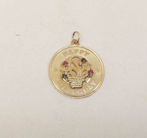 Happy Birthday Charm/Pendant 14Kt Gold