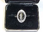 Platinum cat's-eye and diamond ring
