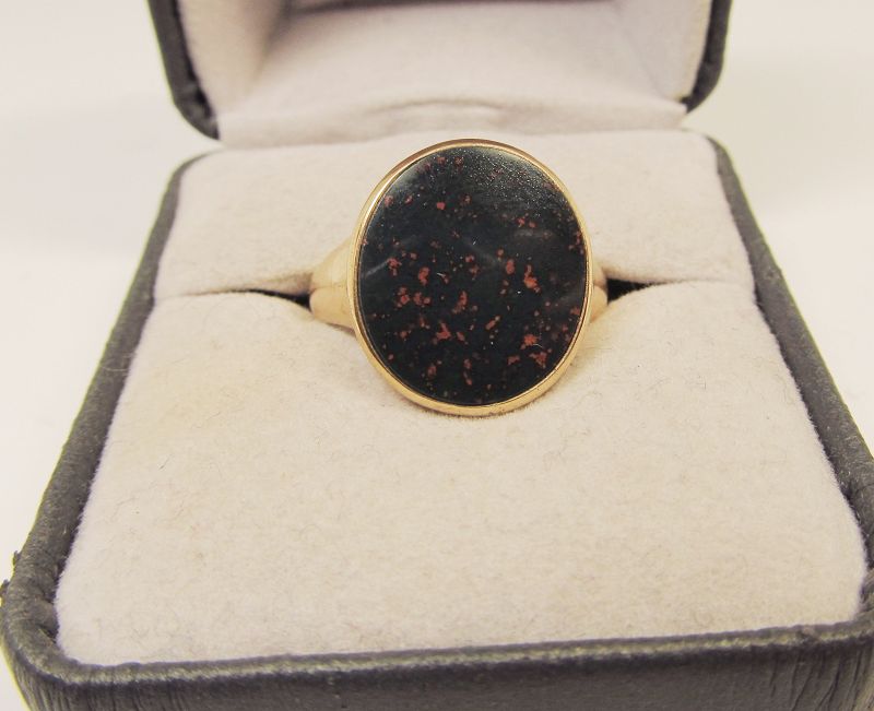 Pink Gold Oval Bloodstone Ring 14Kt