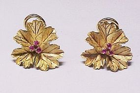 18Kt Yellow Gold and Ruby Earrings