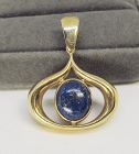 Modern 14Kt Gold and Lapis Pendant