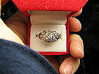 Pierced Work Platinum and Diamond Engagement Ring