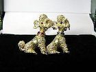 Poodle Brooch in 18 Kt Gold With Sapphire and Ruby Eyes
