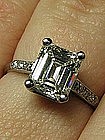 Emerald Cut Diamond and Platinum Engagement Ring