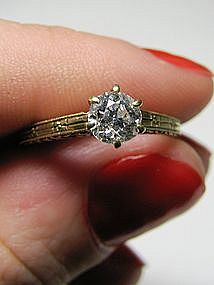 1910's Diamond and 14Kt Gold Ornamented Engagement Ring
