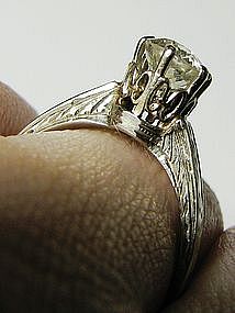 Basket Set Old Mine Diamond Engagement Ring