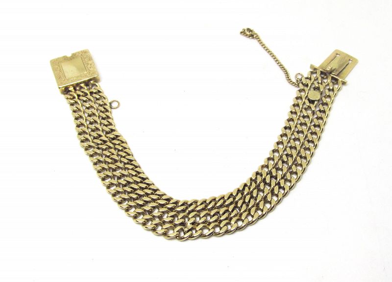 14 Kt Gold Victorian Chain Bracelet with Engraved Clasp