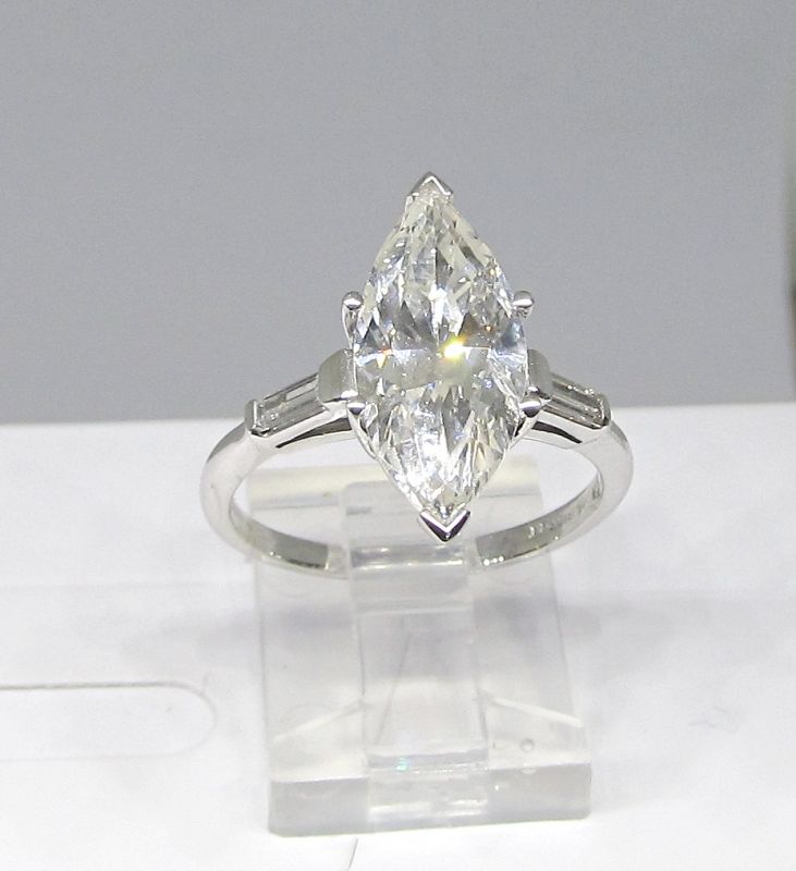 Platinum and Marquis Cut Diamond Engagement Ring