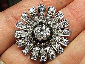 14 Karat Gold and Diamond Edwardian Flower Pin
